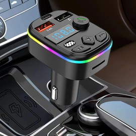 FM Transmitter for Car,5.0 Car Receiver Transmitter with LED Display, Wireless FM Transmitter - USB C Car Charger, Multifunctional Car Radio Music Adapter Supports Handsfree Call Zonewd