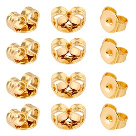 AIEX 12pcs/6 Pairs 14k Gold Replacement Secure Ear Locking for Stud Earrings, Jewelry Making, Gold, 6×5mm