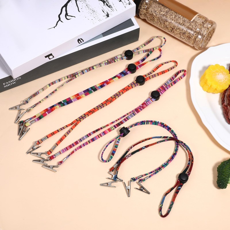 EupHHonycs 6 Pieces Folk Style Napkin Clip, Lanyard Neck Strap,