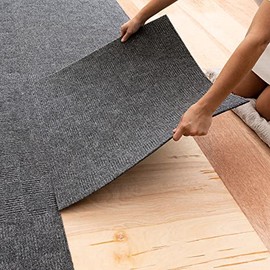 Mohawk Home 24" x 24" Indoor/Outdoor 0.25" Pile Height, Peel and Stick Carpet Tile, Grey Polyester, (15 Tiles) (60 sqft/Box)