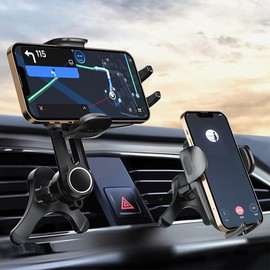 OUBELI Handyhalterung für Auto-Lüftungsgitter, 360 ° Drehbar und Einziehbar Auto Handyhalterung Multifunktionale Einstellbare Halterung Universal Telefonhalter für Smartphones von 3 bis 7 Zoll