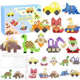 Fuse Beads Kit - 10mm Fuse Beads Kit with Pegboards, Ironing Paper and Accessories, Arts and Crafts Gifts, Craft Kits
