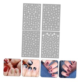 Beavorty 4sheet Christmas Nail Stickers Snowflake Nail Decals Easy to Use Holiday Art for Parties Events Creative Manicure Decoration for All Styles