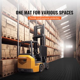 Happybuy Garage Tiles Interlocking, 12 x 12 x 0.53 Inch, 25 Pack Non-Slip Double-Sided Texture Flooring Tiles, Black, for Garages, Basements, Repair Shops