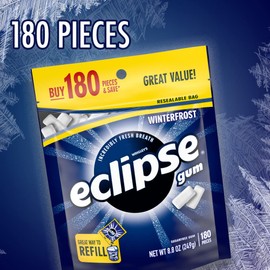 ECLIPSE Winterfrost Chewing Gum Sugar Free, Chewing Gum Bulk Pack, 8.8-Ounce (180 Piece Bag)