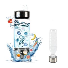 Hydrogen Water Bottle, Hydrogen Water Bottle Generator[Rechargeable], Hydrohealth Hydrogen Water Machine Bottle Water Ionizer, Water Purifier (Silver)