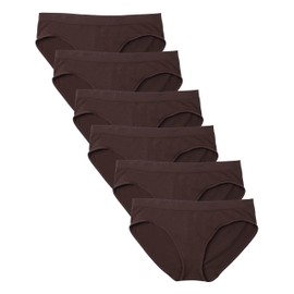 Kalon 6 Pack Women's Hipster Brief Nylon Spandex Underwear (X-Small, 6PK Chocolate)