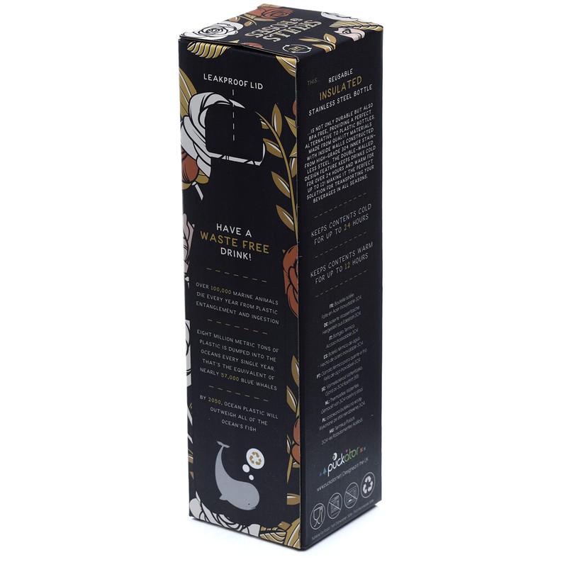 Puckator Skulls and Roses Stainless Steel Bottle