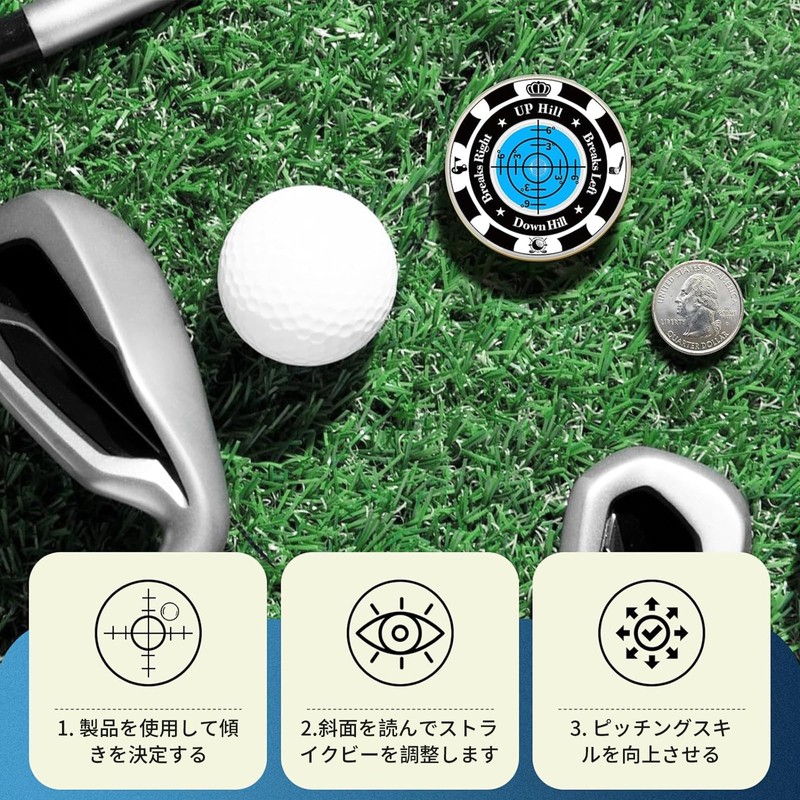 aninako Golf Marker, Blue Level, Magnetic, Putting Guide, High Precision,
