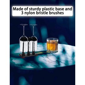 Bar Glass Washer,Glass Brushes for Washing Glasses,3 Brushes Sink Cup Washer with Suction Cup Base,Cup Scrubber Brush for Cleaning Wine Glass Water Cups