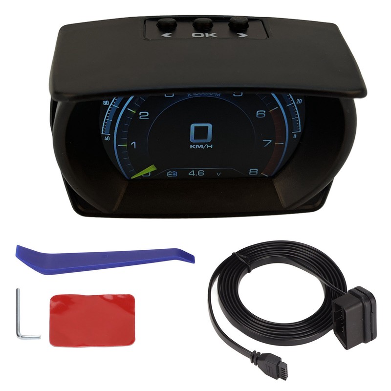 Black Vehicle HUD Display Multifunction OBD HUD Gauge 9 Alarm