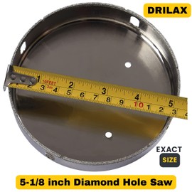 5-1/8 Inch Diamond Hole Saw Drill Bit Ceramic Porcelain Glass Quartz Granite Marble Tile Hole Cutter Toilet Flanges, Shower Mix Valves, Drains, Vents, Plaster Ceilings, Floor and Wall 5 1/8 Inches
