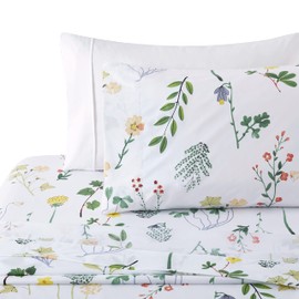 Marina Decoration Ultra Soft Silky Deep Pocket Rich Printed Bedding Rayon Derived from Bamboo All Season 4 Pieces Sheet Set with 2 Pillowcases, Colorful Floral Forest Pattern Twin/Single Size
