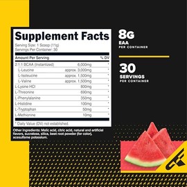 Primaforce EAA en Polvo (30 Porciones)  Aminoácidos Esenciales para AntesDurante el Entrenamiento y Recuperación - Sin GMO y Sin Gluten (Sabor Sandía)