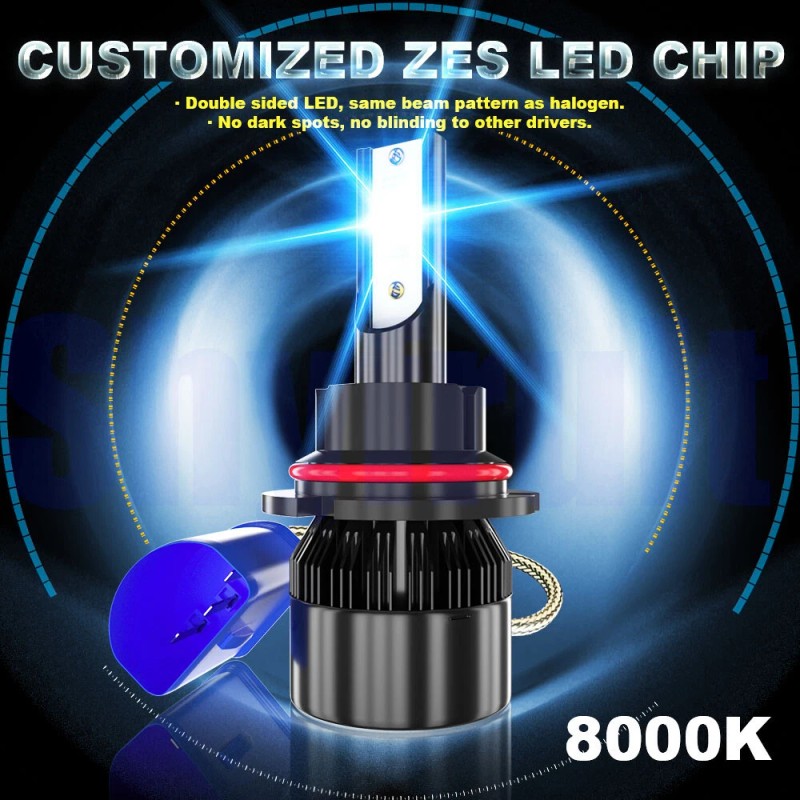 AQJ Pair 2-sides 9007 LED Headlight Bulbs Kit 8K Ice