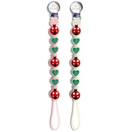 BIGSPINACH - Paquete de 2 clips de silicona para chupete para bebés y niños, correa de una pieza de grado alimenticio con cordón y clip de acero inoxidable, soporte para mordedor para bebé, bonito
