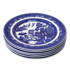 Darthome Set of 6 Blue Willow Side Plates Blue Ceramic 19cm Kitchen English Tableware
