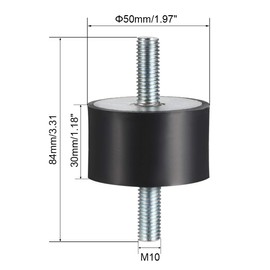 sourcing map 50 x 30mm Rubber Mounts,Vibration Isolators,Shock Absorber with M10 x 27mm Studs