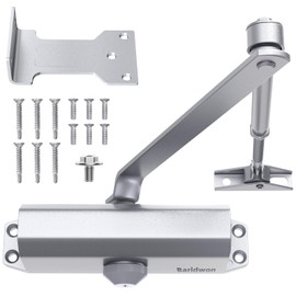 Baridwon Commercial Door Closer Heavy Duty, No Door-Holding Design, Fast Passage Solution, Silver, Medium Size (Home & Business)