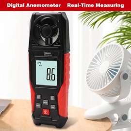 Handheld Anemometer Wind Speed Gauges Meter Measure for Wind Speed, Wind Temperature, Wind Chill, High Accuracy Digital Anemometer Air Flow Velocity Tester for with LCD Backlit,Data Hold, Max/Min