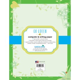 Barker Creek Designer Computer Paper, Go Green, 8.5” x 11”, Decorative Printer Paper, Stationery, 50 Sheets per Pkg, Home, School and Office Supplies (724)