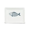 Abbott Collection 27-CORFU-550 Small Rectangle Fish Plate, 1 EA, White/Blue