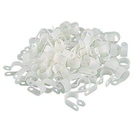 XLX 200pcs White Nylon R-Type Cable Clamp Fastener for 1/2 Inch (12.7mm) Dia Wire Tube (Plastic Wire Cord Clip Fixer)