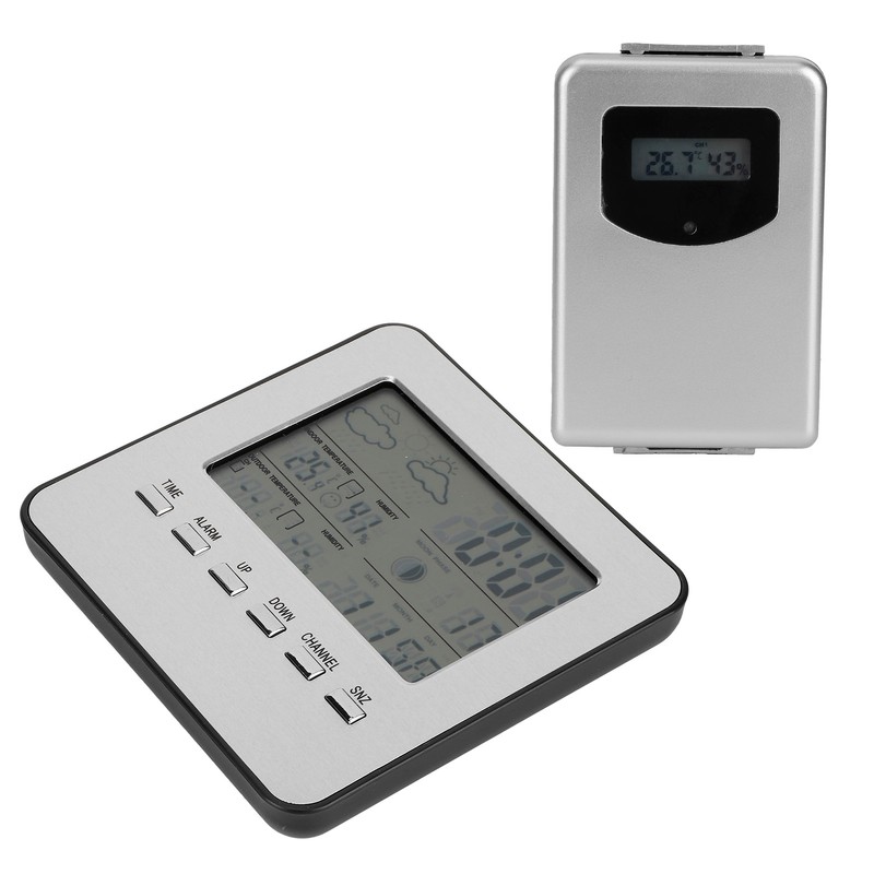 Thermometer Hygrometer with Weather Report Alarm Clock Wireless Temperature Humidity