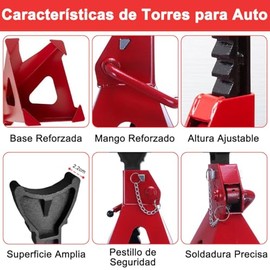 ADILIKADII Torres para Auto 2 Piezas, Torres Automóvil 3 Ton/6600LBS, Doble Bloqueo, 9 Nivel Altura Ajustable 28-41cm, Soportes de Gato Hidráulico de Elevación, Herramientas para Reparación Automotriz