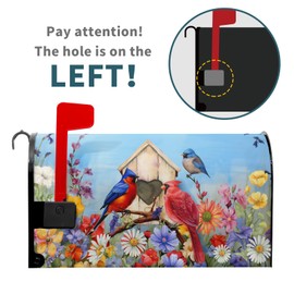 Spring Summer Flowers Mailbox Covers Magnetic Standard Size 25x21in Cardinal Bird Spring Mailbox Cover Spring Farmhouse Mailbox Decorations Colorful Mailbox Wrap Post Letter Box Cover for Outside