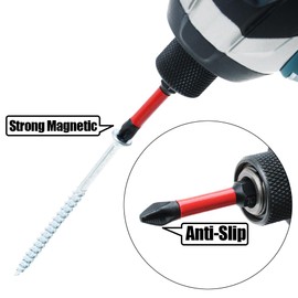 AUTOTOOLHOME 10 Pack Phillips PH2 Magnetic Anti Slip Screwdriver Bit Set 2" L TS2 Toolsteel HRC63 Anti-Slip Long Drill Bits 1/4 Hex Shank Cross Single and Double Head Bits Screw Impact Driver Bits
