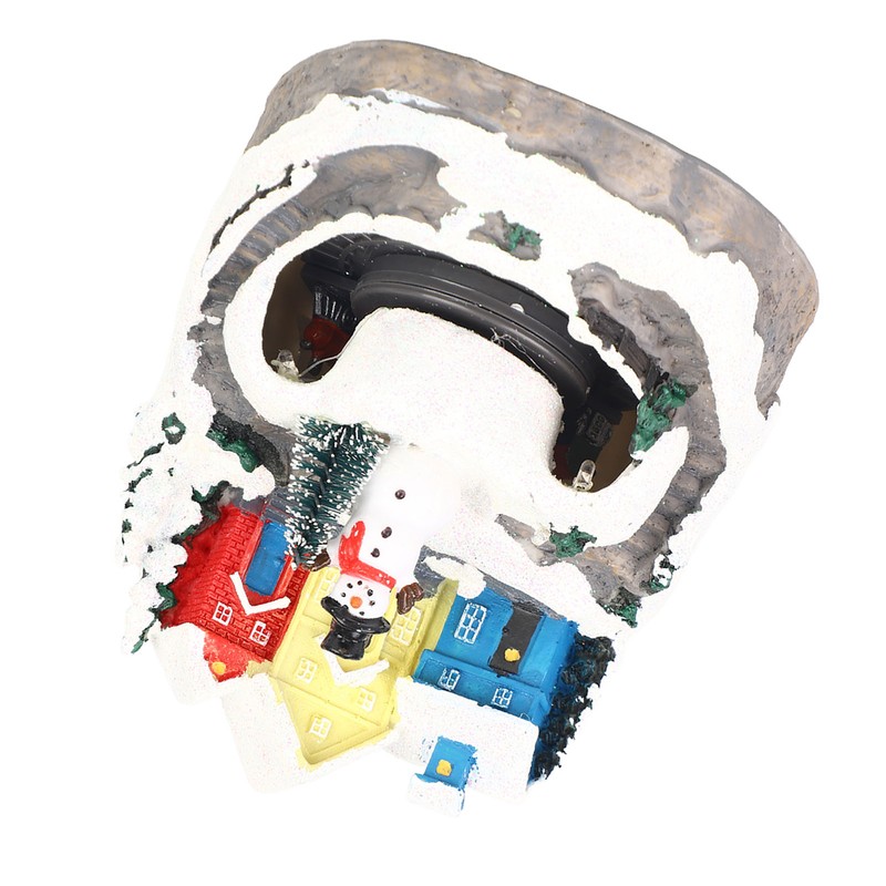 Xmas Music Box Resin Rotating Light Up Train Musical Box