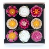 9 Assorted Big Glitter Flower Scented Tealights in a Gift