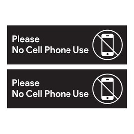 2pcs No Cell Phone Use Sign Stickers | No Phone Zone Sign, Please Silence Your Cell Phone | Signage for Classroom, Appointment Waiting Room, Wedding, Medical Office, Customer Service, Restroom