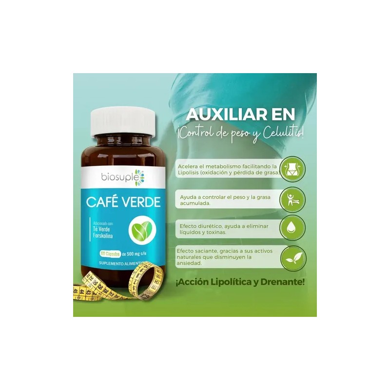 Te Verde Puro + Matcha Biosuple Control Peso 60 Caps
