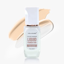 VIOLA HOUSE Foundation Colour Changing, Liquid Foundation Makeup for the Face, Flawless White En Colour Changing Base Concealer for Cover (Medium Brown, M)