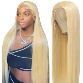 Tuneful 180% Density 613 13x6 Lace Front Wig Human Hair 28 Inch Straight Blonde Lace Front Wigs Human Hair Pre Plucked 613 HD Lace Frontal Wig Human Hair