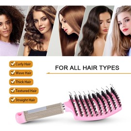 Pop Magic Detangling Hair Brush, Detangle Hair Brush for Women and Kids, Paddle Boar Bristle Detangler for Blow Drying, Wet Hair, Long, Thick Curly Afro Hair (New Blue)