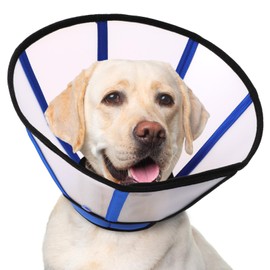 KOESON Dog Cone, Recovery Collar for Dogs to Stop Licking, Soft Pet Neck Cone After Surgery with Detachable Clear Shield, Adjustable Plastic Collar Cones for Woud Healing