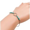 Open Circle with Turquoise Beads Link Chain Bracelet (Silver Tone)