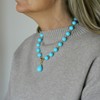 Choker Necklace with Balls and Turquoise Paste Pendant Drop