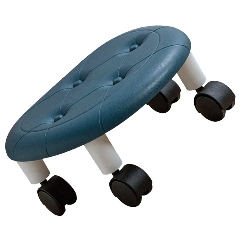 Round Low Rolling Stools Fuax Leather Universal Wheel Small Roller