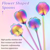 Flower Spoon Set Rainbow Stainless Steel Reusable Long Spoons Cute