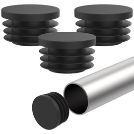ZIUZI 12 Pcs 1-1/4 Inch(32mm) Round Plastic Hole Plugs, Black Pipe Tubing End Cap, Furniture Finishing Plug for Metal Tubing, Hardware Plugs, Fences, Glide Protection from Chair Legs and Furniture
