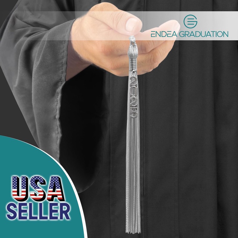 Endea Graduation Single Color Tassel with Silver Stacked Date Drop