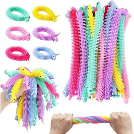 20 count Stretchy Fidget Toy,Colorful Stretchy Strings Fidget Toy,Sensory Fidget Worm Stretch Toys for Children's Day Gift,Kids,Adults,Boys,Girls,Stress Relief,Calming and Relaxing Present - Color: 25PCS Dinosaur + 25PCS Alpaca
