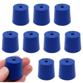 Neoprene Stopper, ASTM - Pack of 10-1 Hole - Blue, Size #5.5: 24mm Bottom, 28mm Top, 25mm Length - Eisco Labs