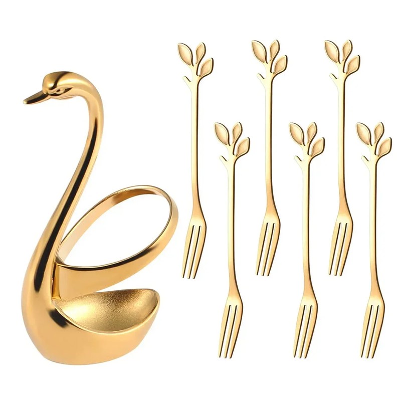 Elegant Swan Spoon and Fork Holder, Decorative Metal Cutlery Organizer