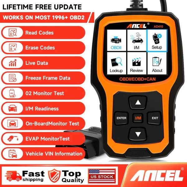 ANCEL AD410 Vehicle Code Reader OBD2 Scanner Auto Check Engine