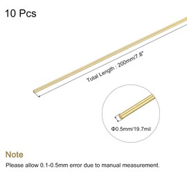 MECCANIXITY 0.5mm x 200mm, Brass Round Wire, Solid Brass Wire, Assorted Half Hard Wire for DIY Jewelry Making,Pack of 10